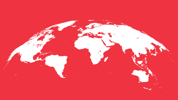 Weißer Globus auf rotem Hintergrund
